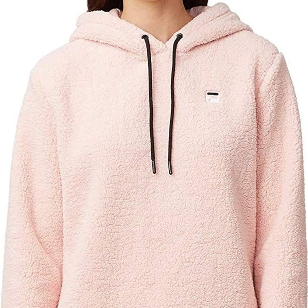 Pink Fila Womens Josephine Sherpa Crop Hoodie.